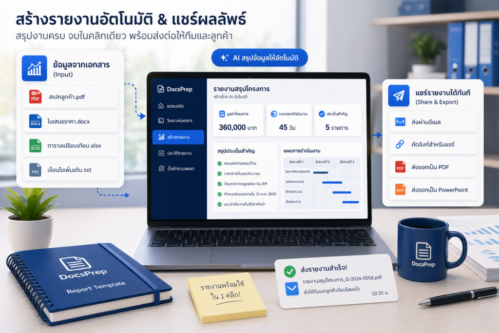 docsprep auto report generation share export saas